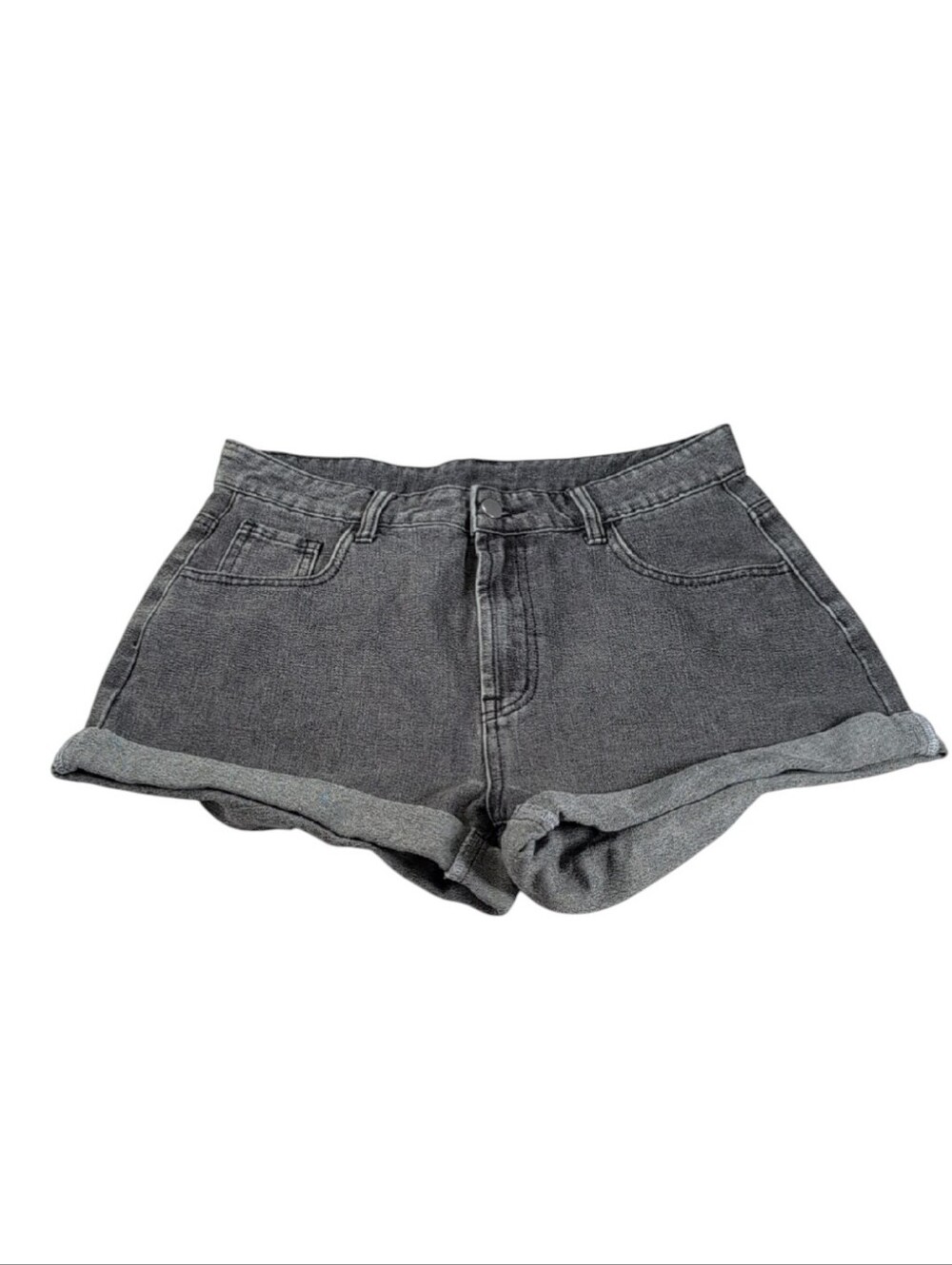 Cider Gray Denim Cuffed High Rise Shorts Size Large